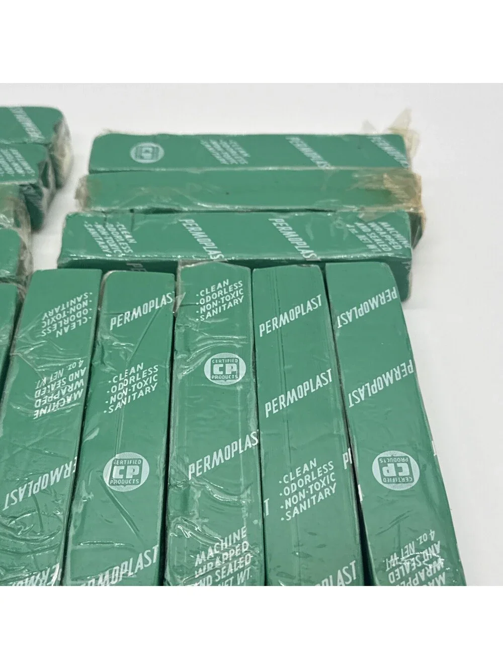 Vintage Permoplast Green Modeling Clay 4 oz Bars Machine Wrapped Lot 21